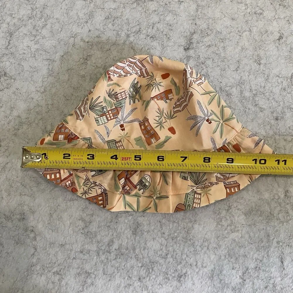 Janie and Jack Girls Peach Tropical Palm Bucket Hat 3-6 m Sun Hat Summer Beach